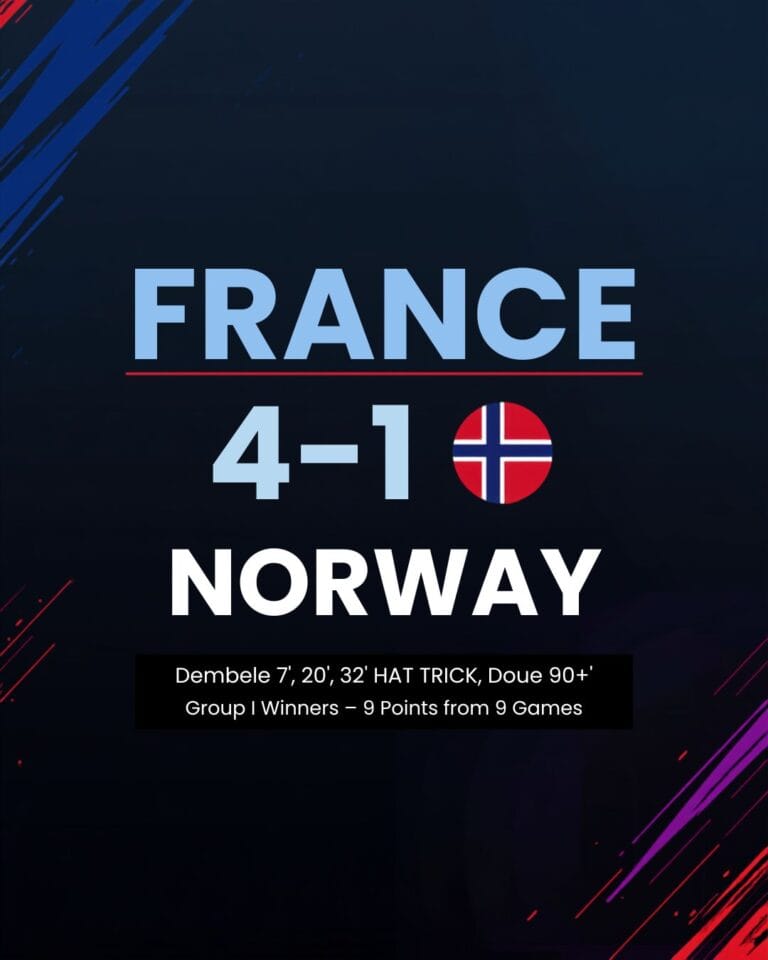 France vs Norway 2026 Dembele hat trick World Cup Group I